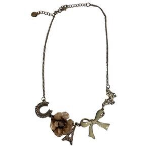 Girlhoodcore Y2K Claire’s Charm Necklace Bow Eiffel Butterfly Horseshoe Flower